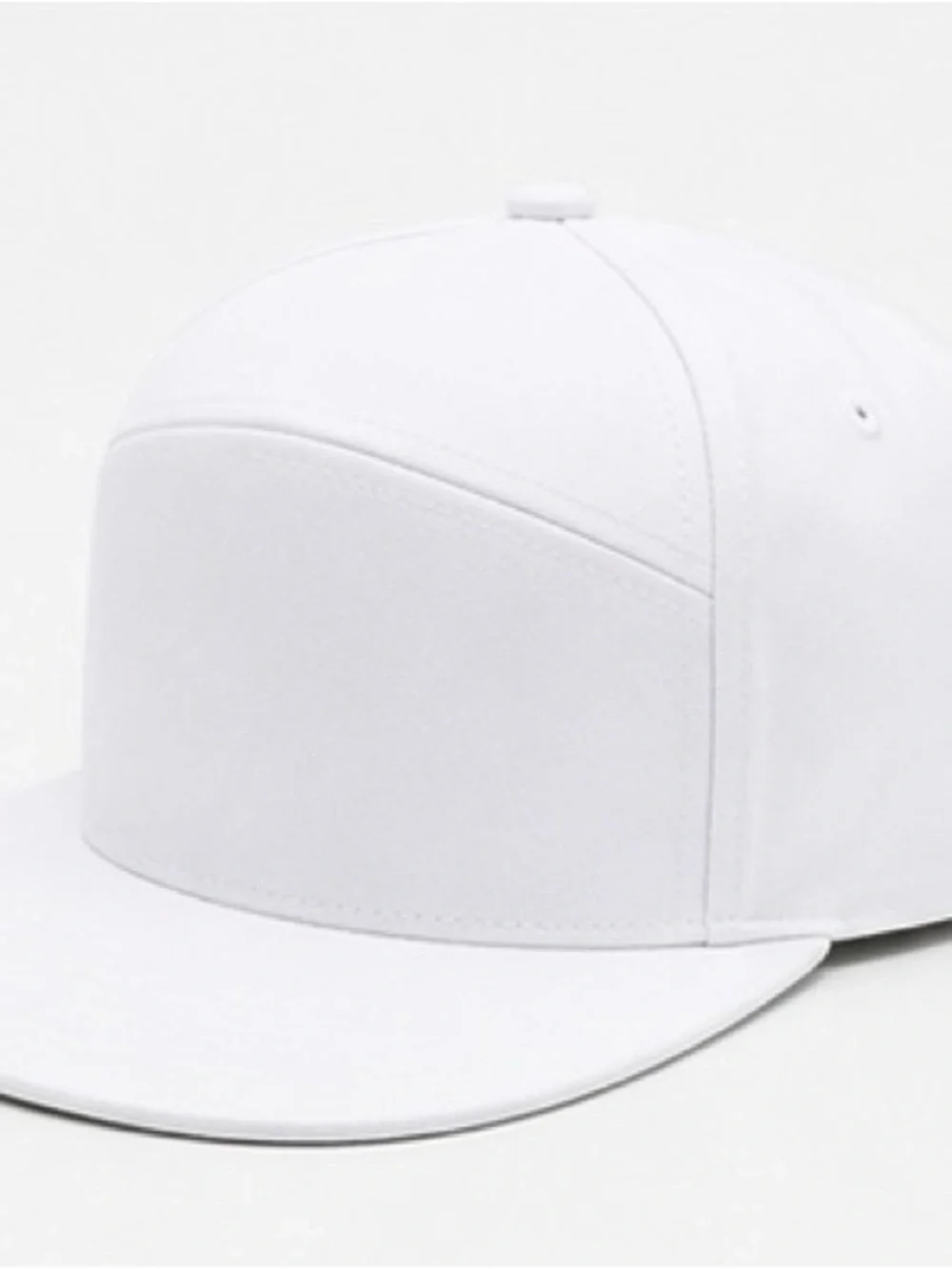 White Blank Flat Bill Snapback Hat High Profile 6 Panel Adjustable Cap